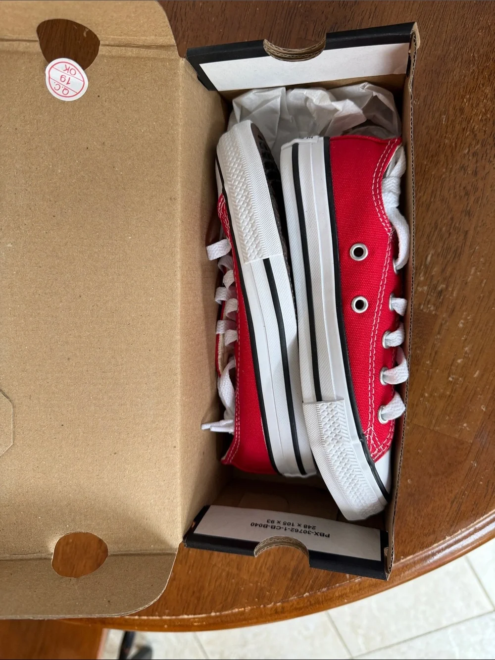 Converse Kids Red Canvas Low-Top Sneakers with White Details